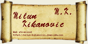 Milun Kikanović vizit kartica
